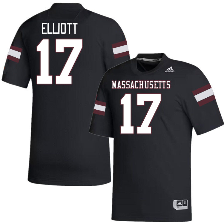 Massachusetts Minutemen #17 Dallas Elliott College Football Jerseys Stitched-Black